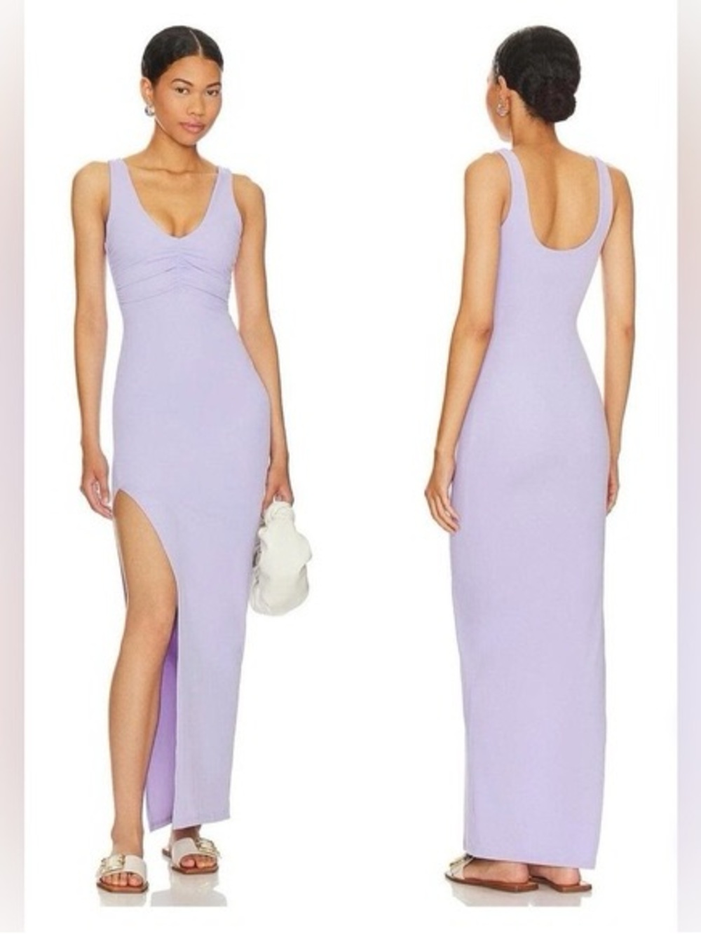 Riot Swim Lilac Scoop-Neck Maxi Dress with High Side Slit